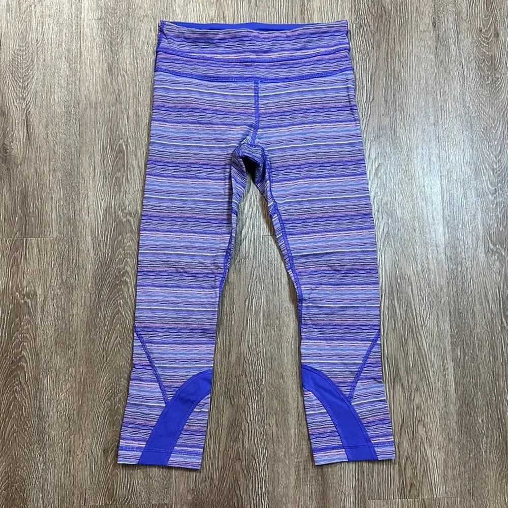 Lululemon Run Inspire Crop II Leggings Space Dye Twist Iris Flower‎ Pink Shell 4
